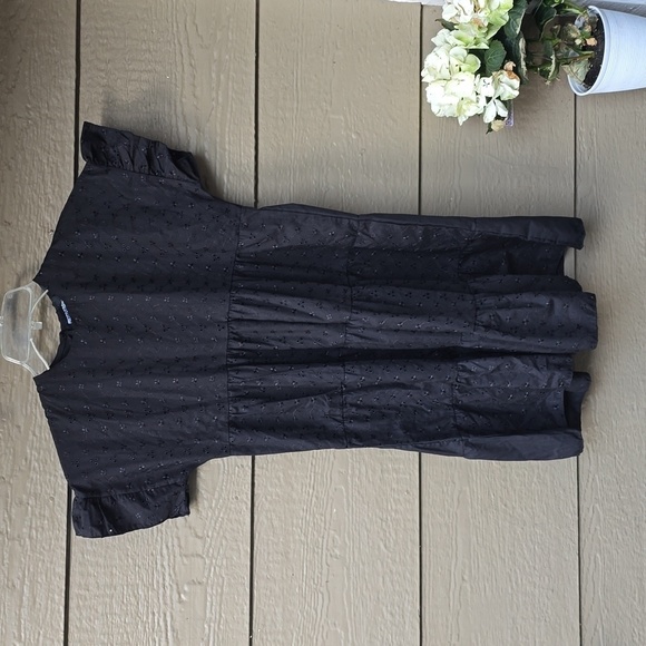PrettyLittleThing black broderie anglaise smock dress NWT 2 - Picture 5 of 14